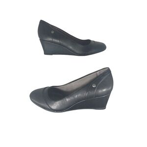 LifeStride Dreams Black Faux Leather Wedge Heels Shoes Womens‎ US 5.5